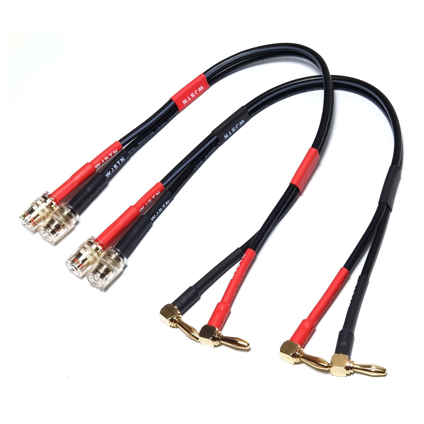 WJSTN Speaker Cable Extension with Right Angle Banana Plugs, 12 AWG, Banana Jack Connectors, Male to Female 4mm Banana Plugs Multifunctional Adapters
