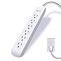 Philips 6-Outlet Surge Protector Power Strip, Designer Braided Power Cord, 10 Ft Power Cord, Flat Plug Extension Cord, Perfect for Office or Home