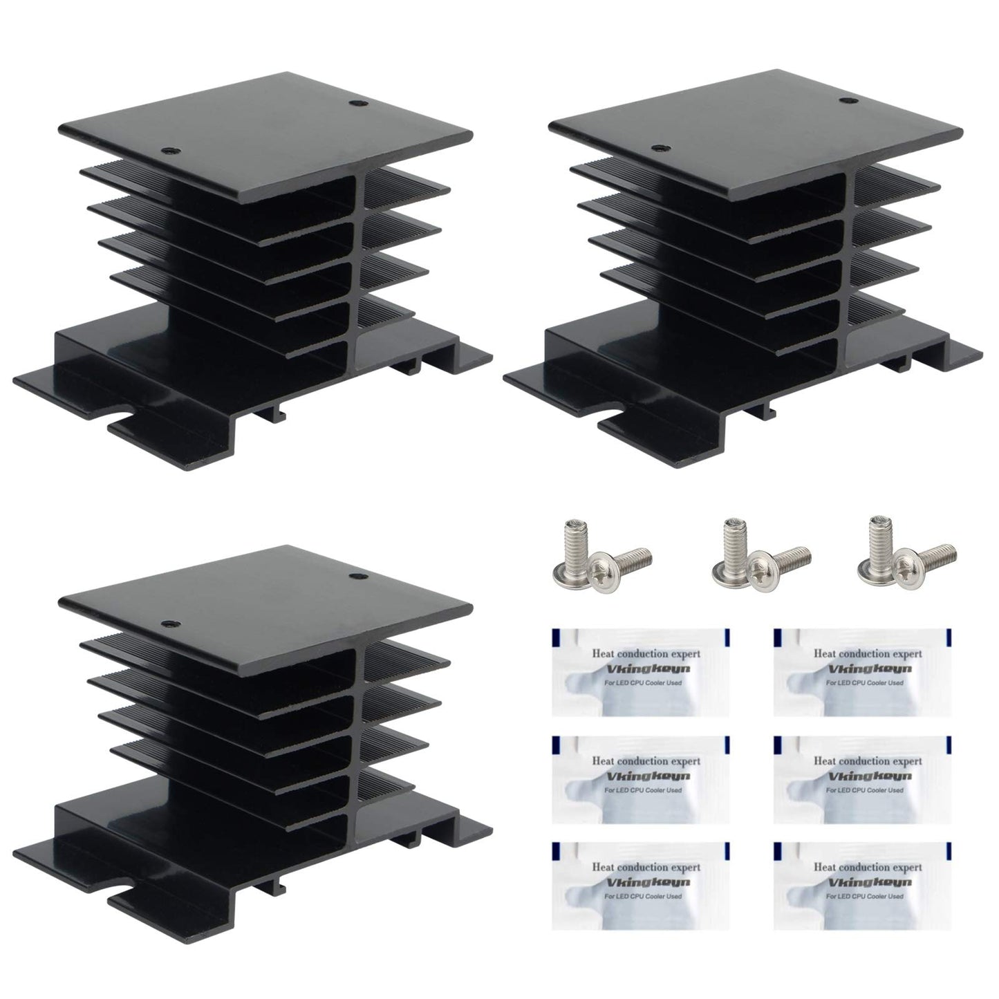 CGELE 3PCS Aluminum Heat Sink SSR Dissipation for Single Phase Solid State Relay 10A,25A,40A Black Radiator…
