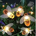 SEMILITS Solar String Lights 20LED Outdoor Waterproof Simulation Honey Bees Decor for Garden Xmas Decorations Warm White