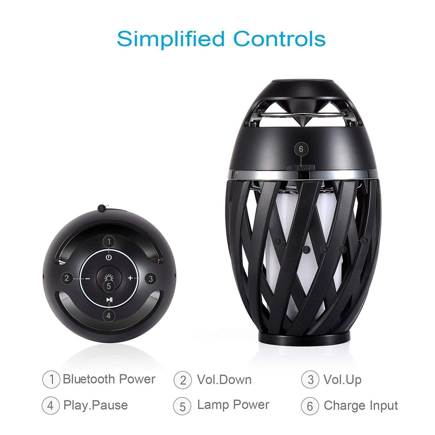DiKaou Led Flame Table lamp, Torch Atmosphere Bluetooth Speakers&Outdoor Portable Stereo Speaker with HD Audio and Enhanced Bass,LED flickers Warm