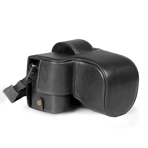 MegaGear Genuine Leather Camera Case for Fujifilm X-S20 (18-55mm) - Stylish and Protective Digital Photography Bag - Black