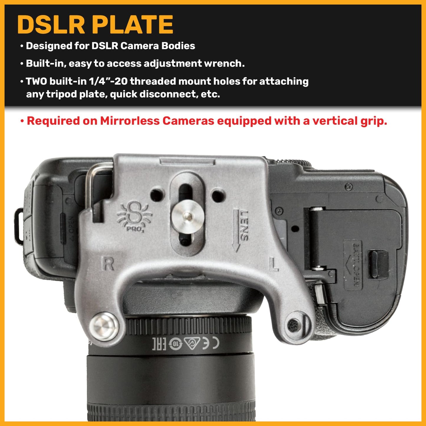 Spider Holster - Spider Camera Plates Constructed from Durable Stainless Steel & Aluminum with Anti-Slip Pads - Featuring Built-in 1/4"-20 Tripod