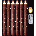 Danip Christmas red flameless Candle with String Light Window Candles with Remote Timer Battery Operated Taper Candle LED Pillar Candles Set of 6
