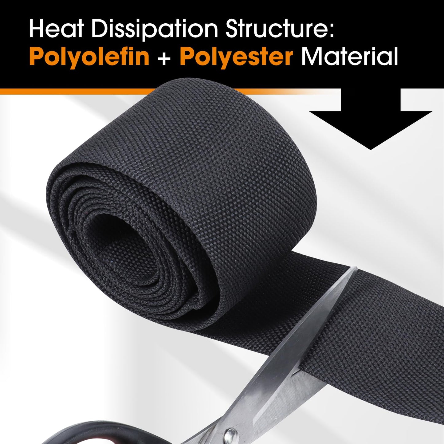 SUNNAREPOON Heat Shrink Rope Protector Sleeve, Prevent Overheating and Slipping Winch Rope Protective Sleeve for Trolling Motor Cable Sleeve (2-1/4''