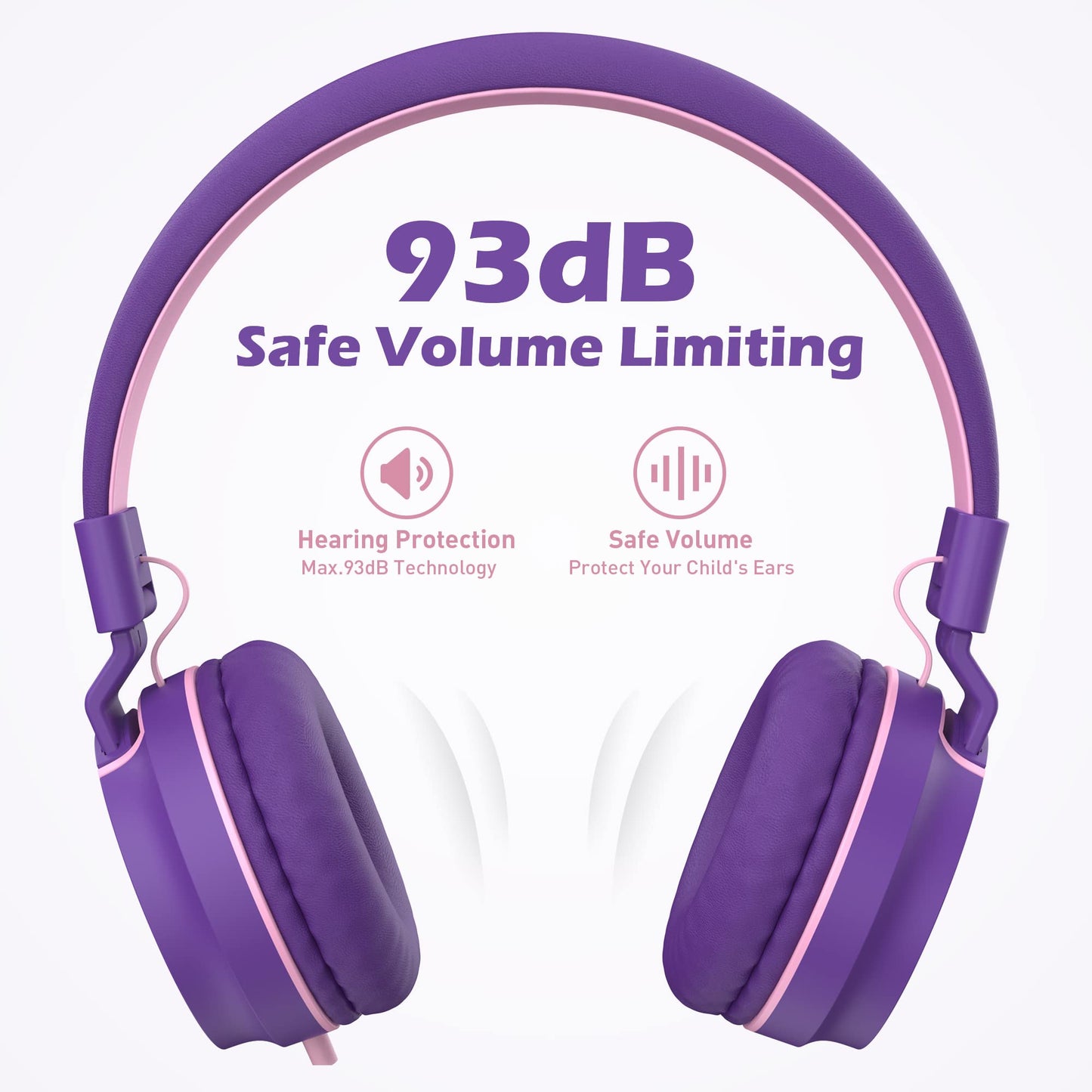 AILIHEN I35Bulk Classroom Kids Headphones (5 Pack) for K-12 School Class Sets Student Children 93dB Volume Limited Wired Foldable Headset for Study