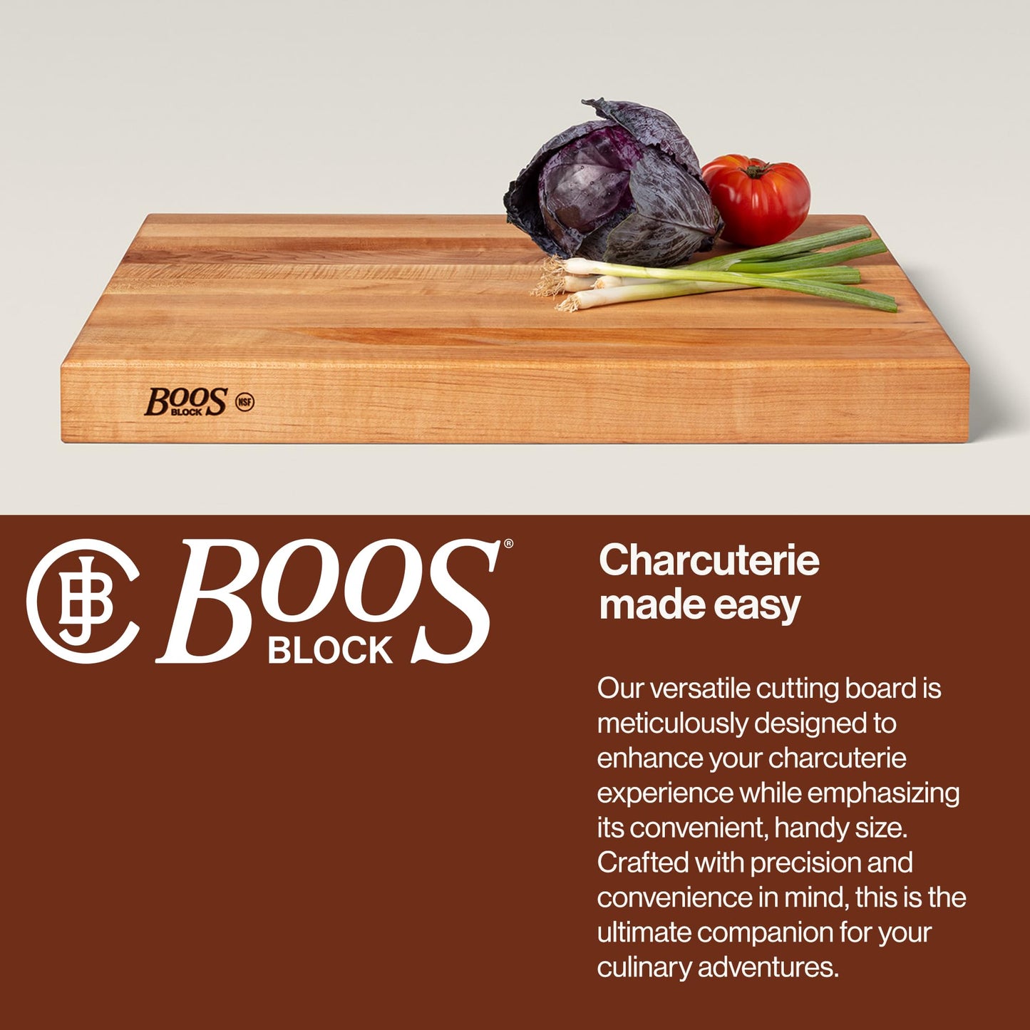 John Boos RA-Board Series Rectangular Wooden Maple Cutting Board 24”x18” - 2.25” Thick, 30-lb Reversible Butcher Block with Edge-Grain & Finger Grips…