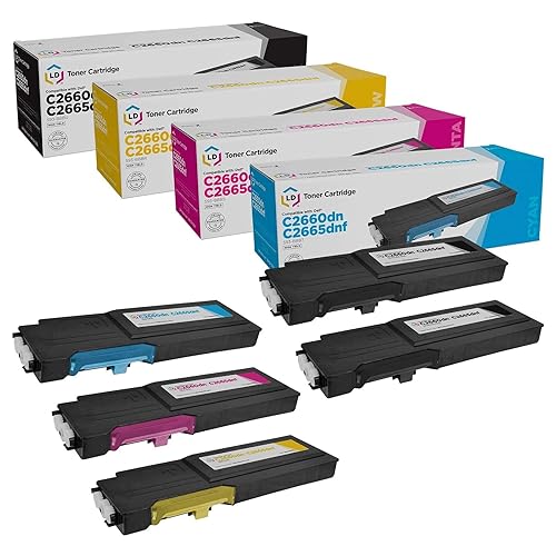 LD Products Compatible 593 Replacement for Dell C2660dn & C2665dnf High Yield Printer Toner Cartridges (2 Black 593-BBBU, 1 Cyan 593-BBBT, 1 Magenta