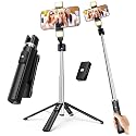 Selfie Stick Tripod for iPhone & Android, Phone Tripod Stand with Wireless Remote, 41" Extendable, 2 Rechargeable LED Fill Lights, Stainless Steel, 3