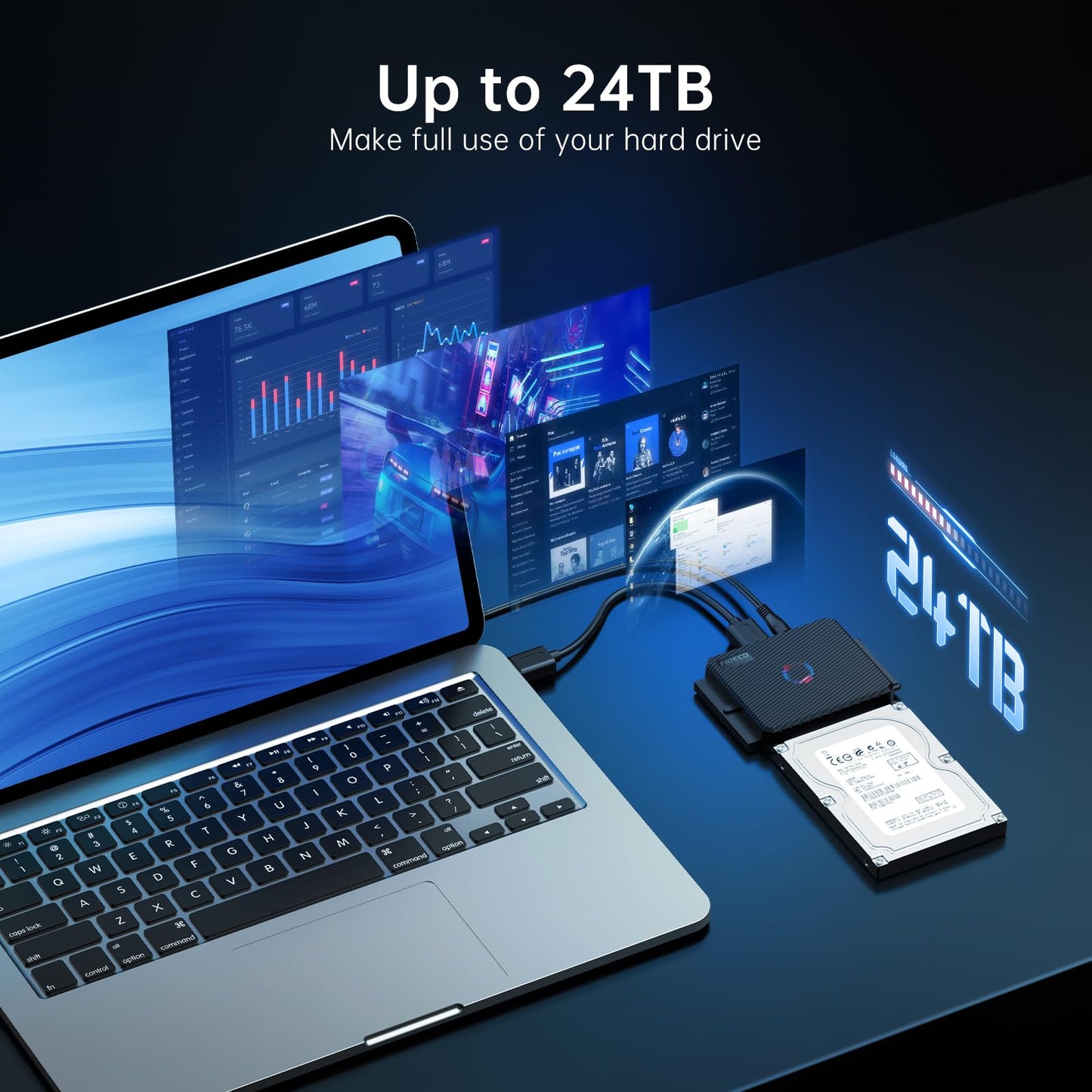 FIDECO SATA/IDE to USB 3.0 Adapter, Hard Drive Adapter Cable Converter for Universal 2.5/3.5 Inch IDE HDD, 2.5 Inch SSD, 5.25-Inch DVD/CD Drive