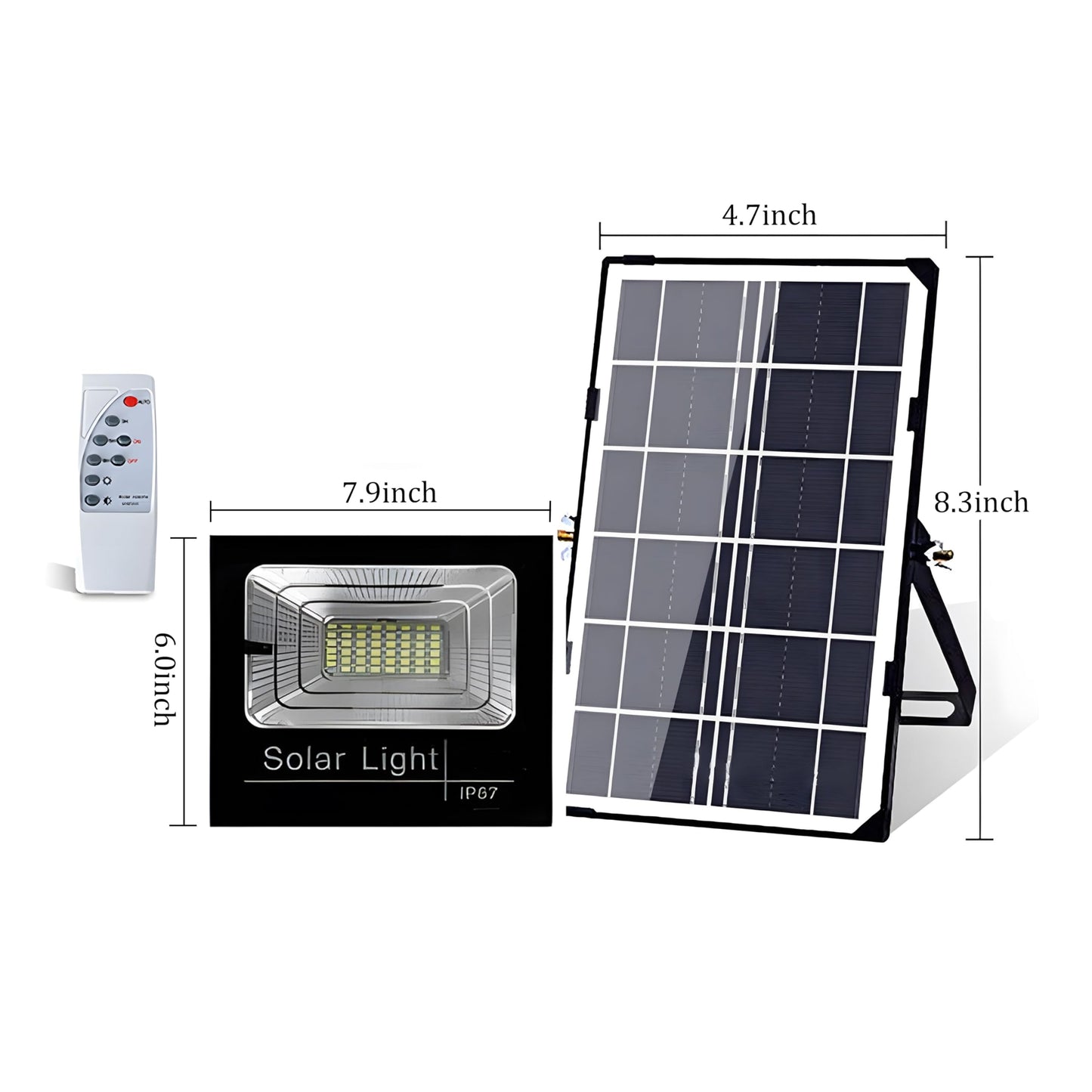 DuBom 30W to 800W 6000K Solar Flood Light Outdoor Remote, IP67 Waterproof Solar Power Security Light Auto On/Off, Dusk to Dawn for Yard, Gazebo, Shed