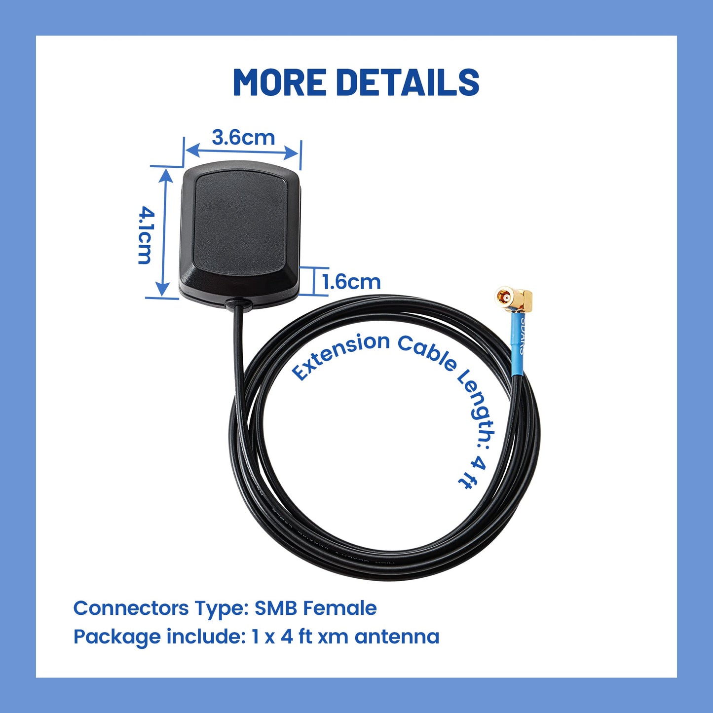 Anina 4 Ft Sirius XM Satellite Radio Antenna for XM Sirius Radio Receiver with Magnetic Compatible with Home/Car Cradle Lynx Edge MiRGE XMp3 Inno