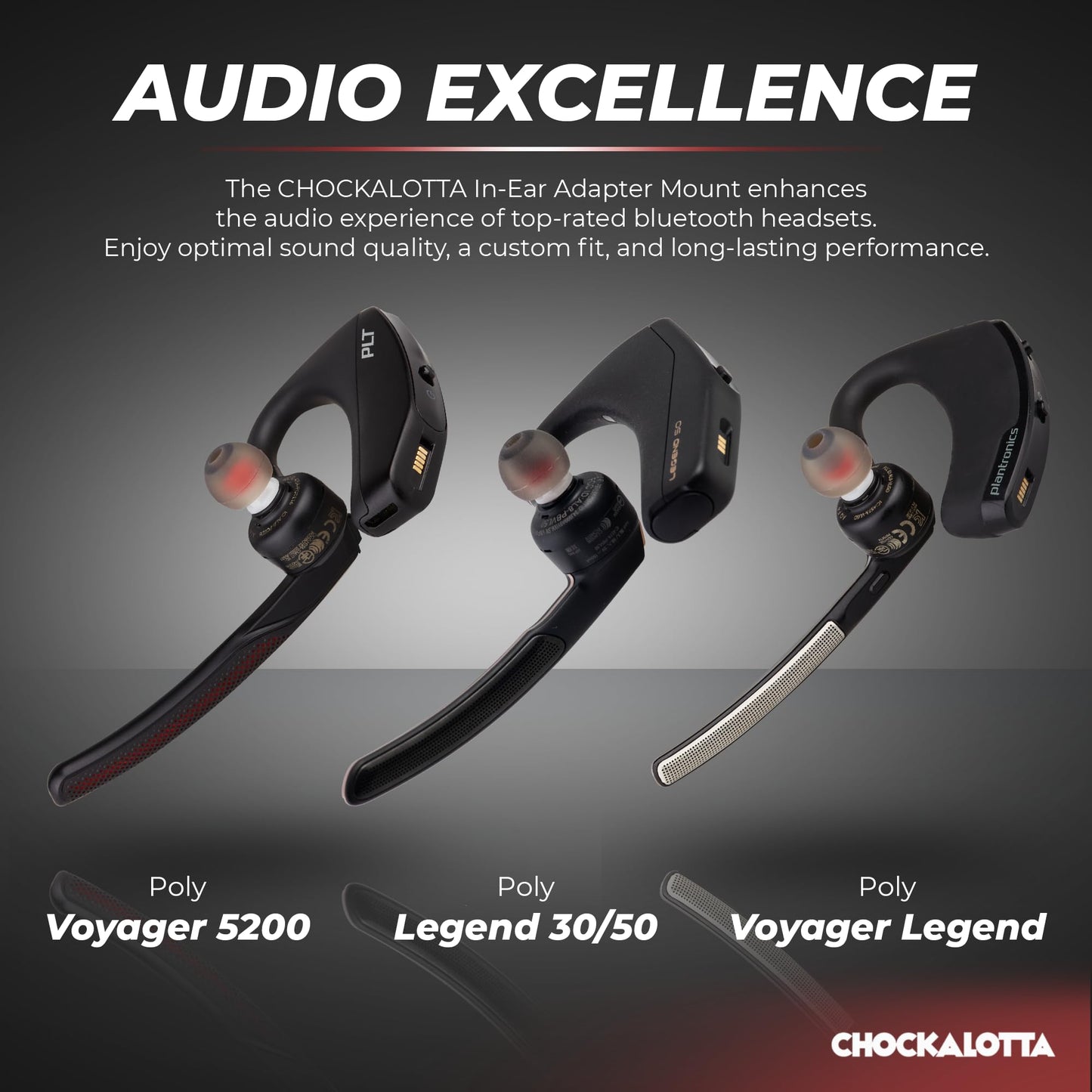 CHOCKALOTTA Eartip Adapter Compatible with Plantronics/Poly Voyager 5200, Voyager 50/30 Series & Voyager Legend Classic Headsets (2-Pack)