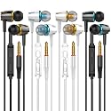 YNR 4 Packs Wired Earbuds with Microphone & Volume Control, in-Ear Earphones for School, Noise Islating, for 3.5mm Jack iPhone iPad iPod Samsung