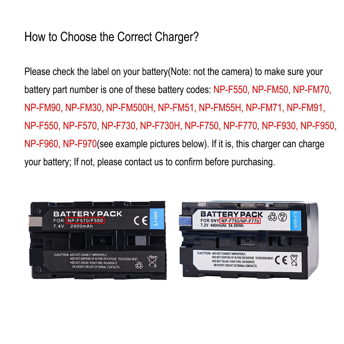 NP-F550 Battery Charger for Sony NP-FM50, FM70, FM90, FM30, FM500H, FM51, FM55H, FM71, FM91, F550, F570, F730, F730H, F750, F770, F930, F950, F950/B