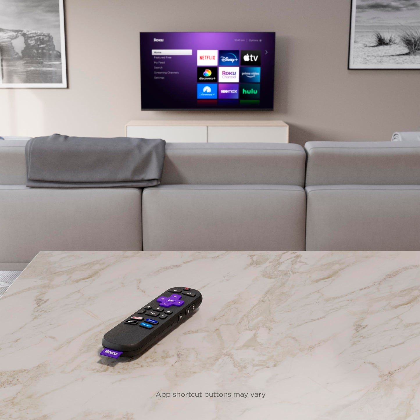 Roku Voice Remote | Replacement TV Remote Control with Voice Control, Simple Setup, & Pre-Set App Shortcuts - Compatible with Roku TV, Players