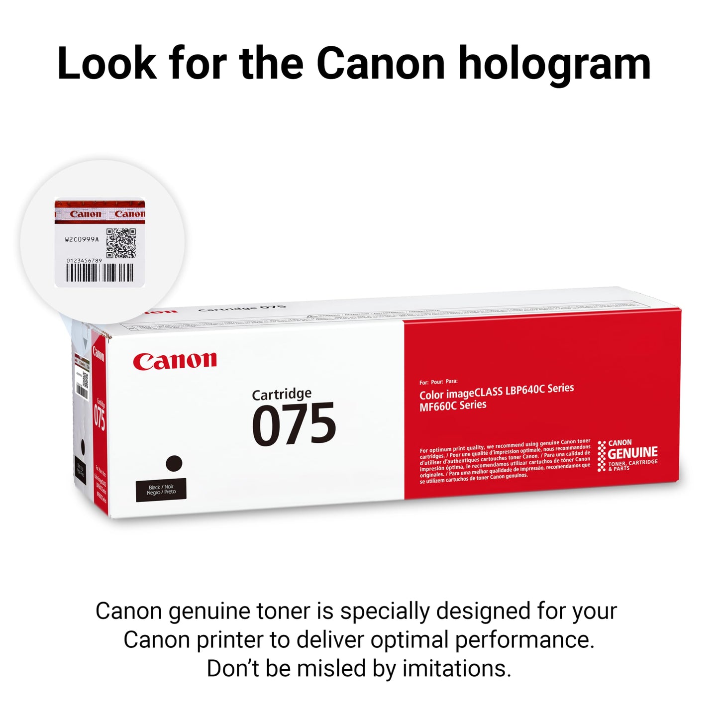 Canon Genuine 075 Black Toner Cartridge Compatible with MF660 Series and LBP640 Series Laser Printers