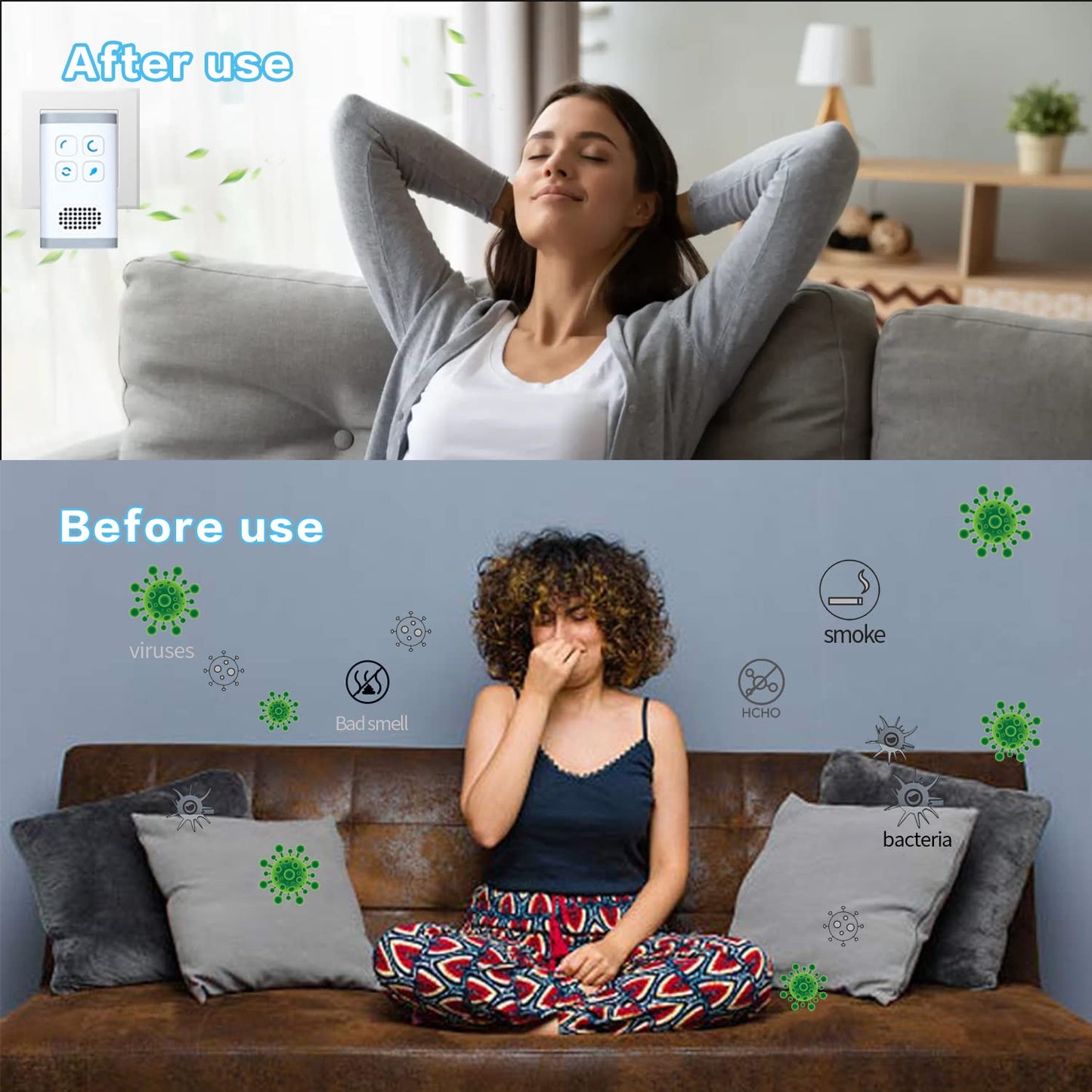 Ozone Air Purifier, Quickly Purifying Air and Eliminate Odor, Smoke in Pet Room, Bathroom, Kitchen, Shoe Cabinet, etc