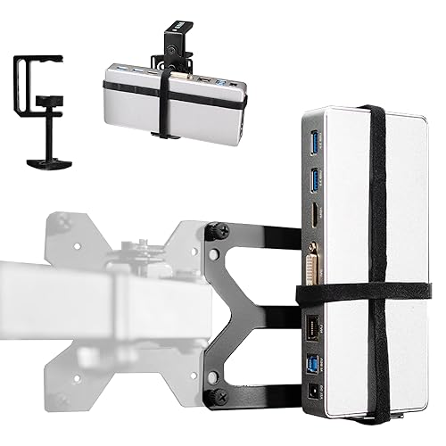 VIVO Universal Docking Station Mount for Workstation, Behind Monitor VESA Mounting, Under Desk Installation, Heavy Duty C-clamp Options, Fits Docking