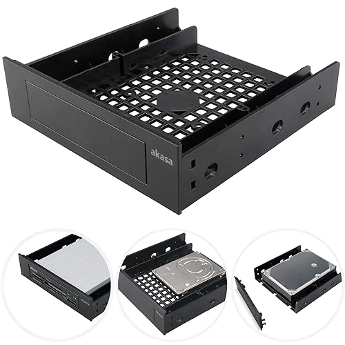 Akasa 3.5" Device/SSD/HDD Adapter | 5.25" to 3.5" Bay Adapter | 2.5/3.5 Inch Hard Drive Enclosure | SSD Mounting Bracket | for 5.25 inch PC Front Bay