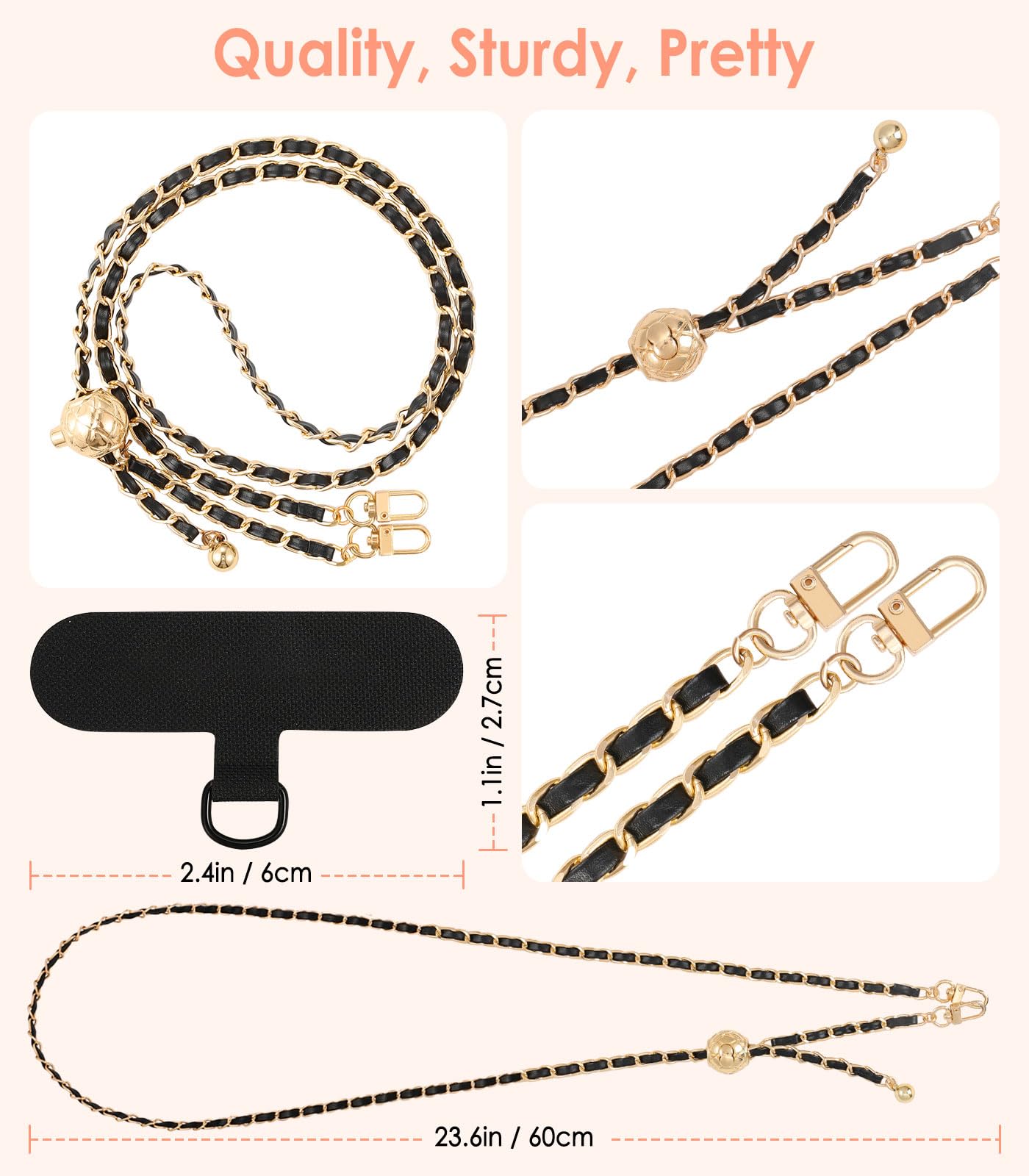 MoKo Universal Phone Lanyard, Metal Cell Phone Chain Crossbody Strap