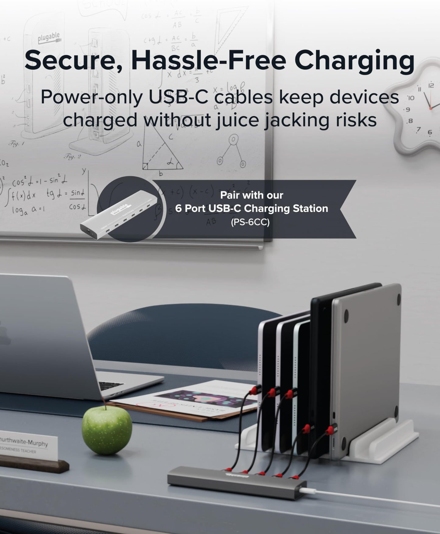 Plugable USB C to USB C Cable, Data Blocker Charge Only Cable 6in (Pack of 5): 240W Safe Charging for MacBook Pro, iPhone 15/16, iPad, XPS and More