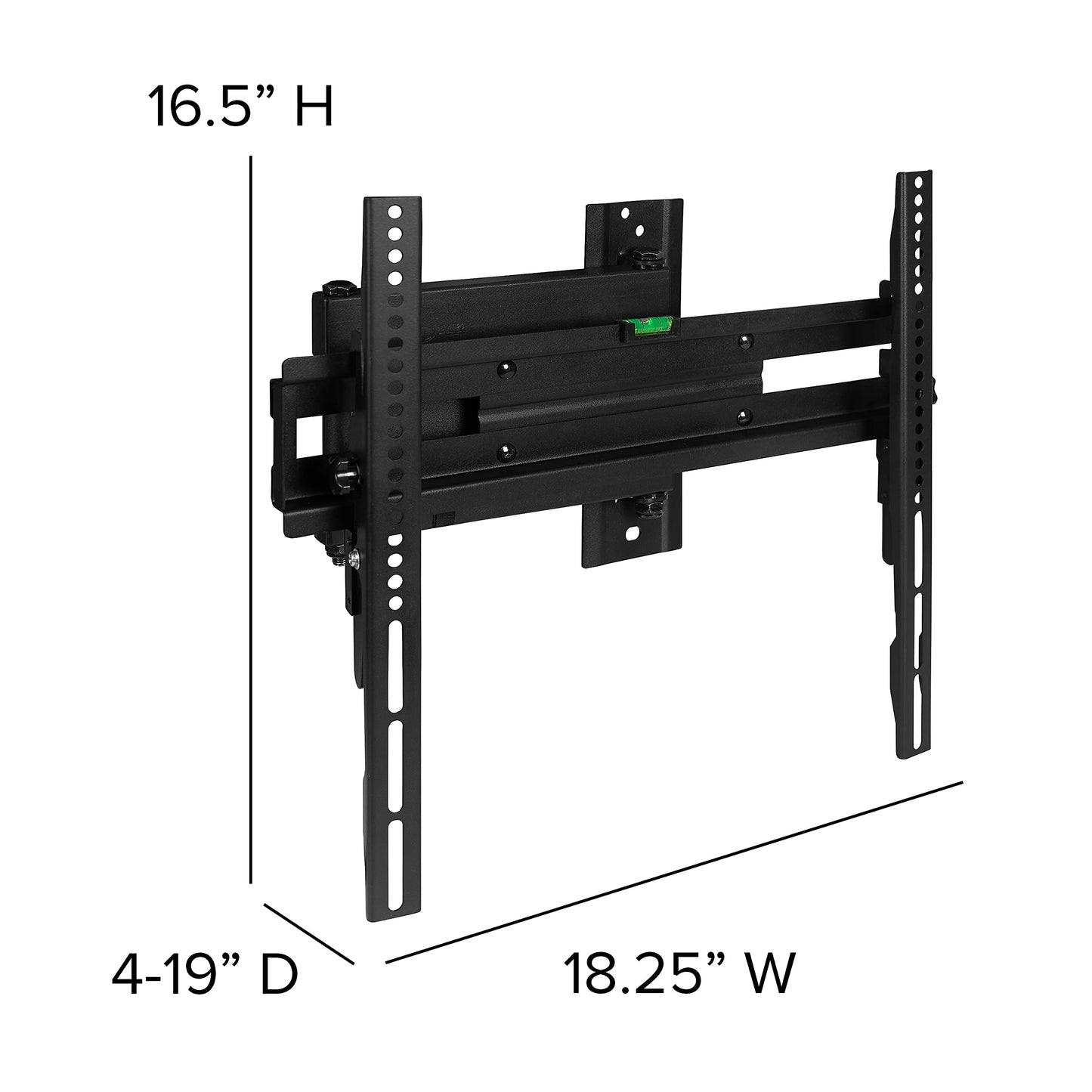 Flash Furniture FLASH MOUNT Full Motion TV Wall Mount - Built-In Level - Max VESA Size 400 x 400mm - Fits most TV's 32" - 55" (Weight Cap 55LB)