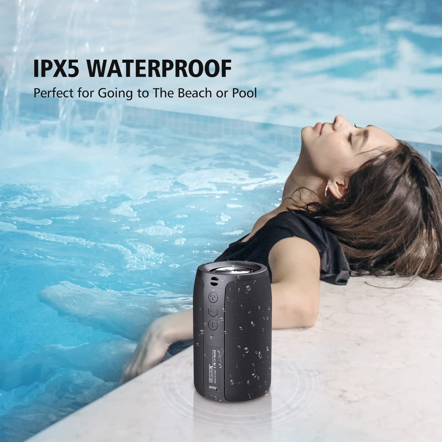 ZEALOT Portable Bluetooth Speakers, Wireless Speaker, S32 Samll Outdoor Speaker, Waterproof IPX5, Stereo Pairing/Bass/USB/MIC/TF Card/AUX for Home