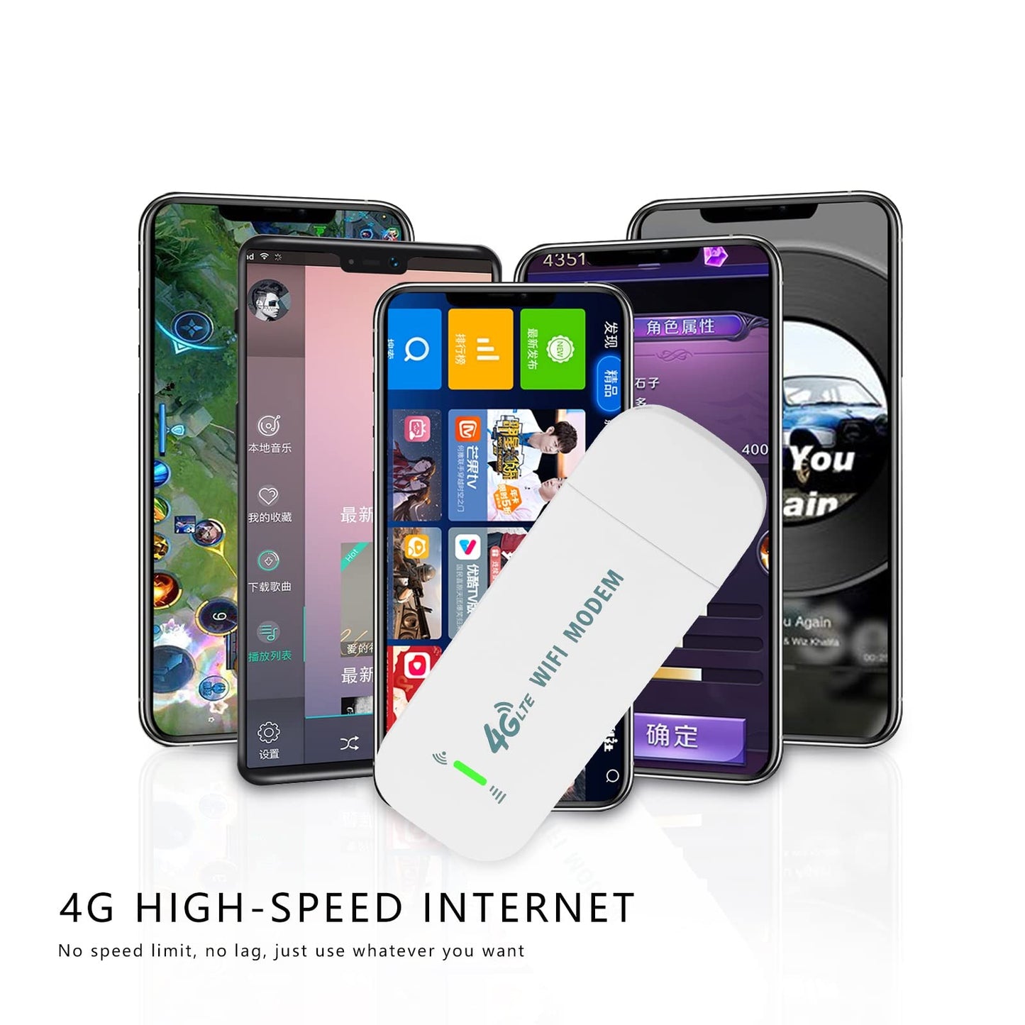 VSVABEFV Portable Sim Hotspot 150Mbps 4G WiFi Dongle Unlocked Mobile Wireless Network Hotspot Device LTE Modem Router Pocket Portable WiFi Hotspot