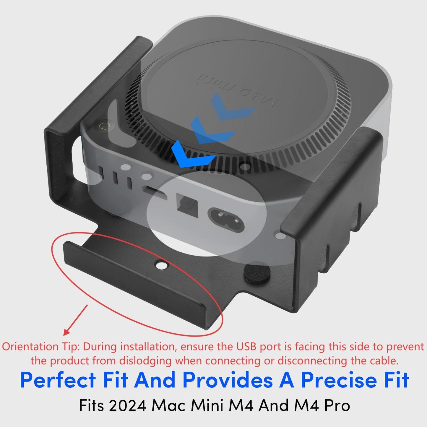 ATMTV All Metal Mac mini M4 Stand- Secure Under Desk Mount for 2024 Mac mini M4/M4 Pro,VESA & Wall Mount Compatible,Space-Saving Design,Mac mini M4