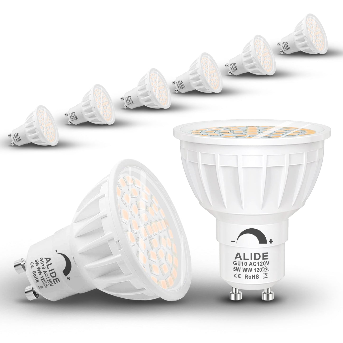 ALIDE GU10 Led Bulbs Dimmable 2 Prong Replace 50W Halogen 120V for Track