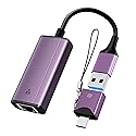 IVSHOWCO USB C to Ethernet Adapter, 2 in 1 USB 3.0 & USB-C to RJ45 Network Adapter,1000Mbps Gigabit LAN Converter with Aluminum Shell,Plug and Play