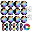 SIXDEFLY LED Puck Lights With Remote, 13 Colors RGB Dimmable Under Cabinet, Battery Powered Color Changing, Party Atmosphere for Kitchen Closet