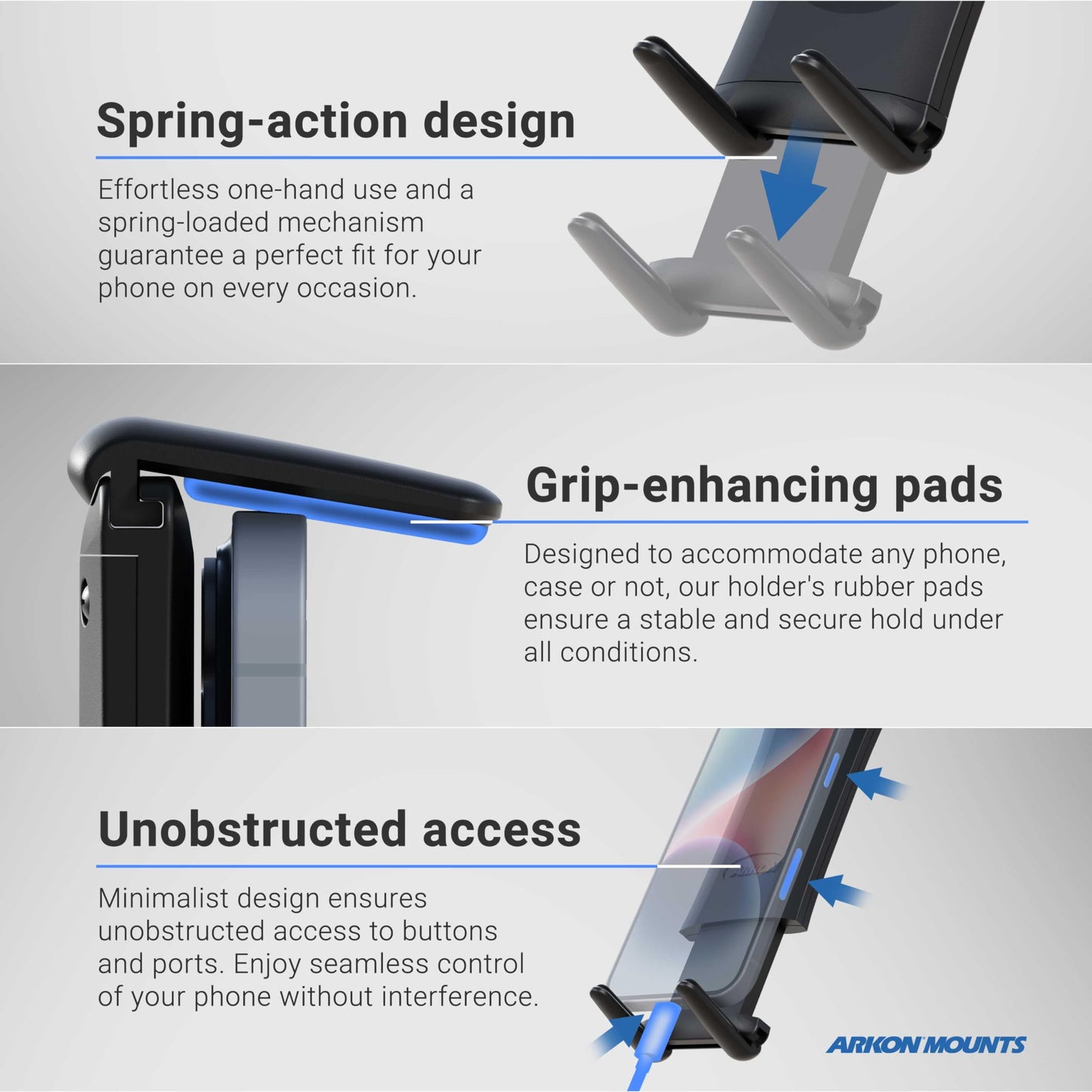 ARKON Mounts Adhesive Phone and Tablet Car and Truck Mount | Universal Phone Holder | Adhesive or Drill Mount | Compatible with iPhone, Galaxy, Note