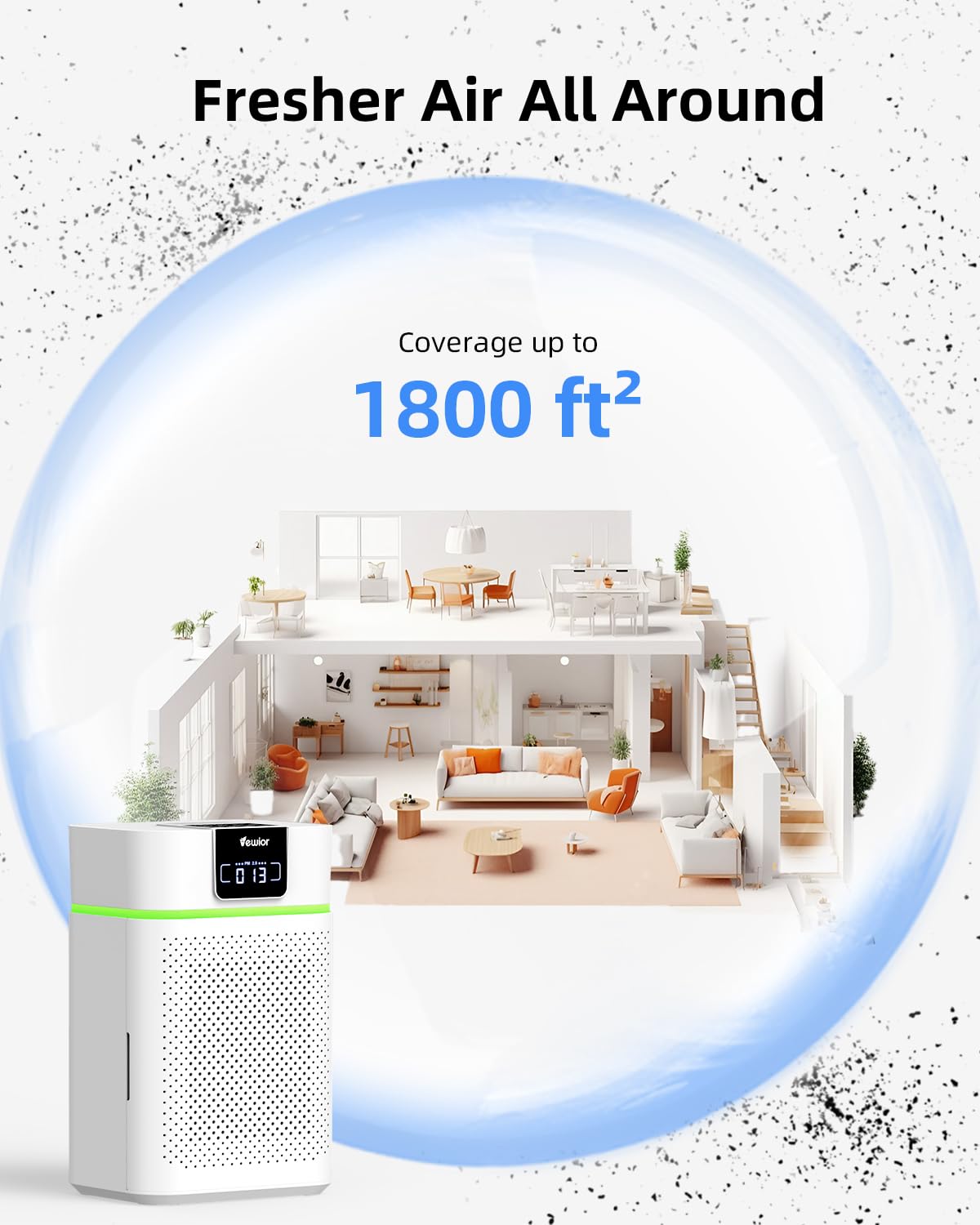 VEWIOR Air Purifier for Home Large Room Bedroom up to 1800 Ft²