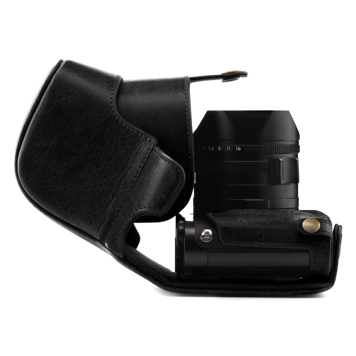 Mega Gear MG1402 Leica Q-P, Q (Typ 116) Ever Ready Genuine Leather Camera Case and Strap, with Battery Access, Black