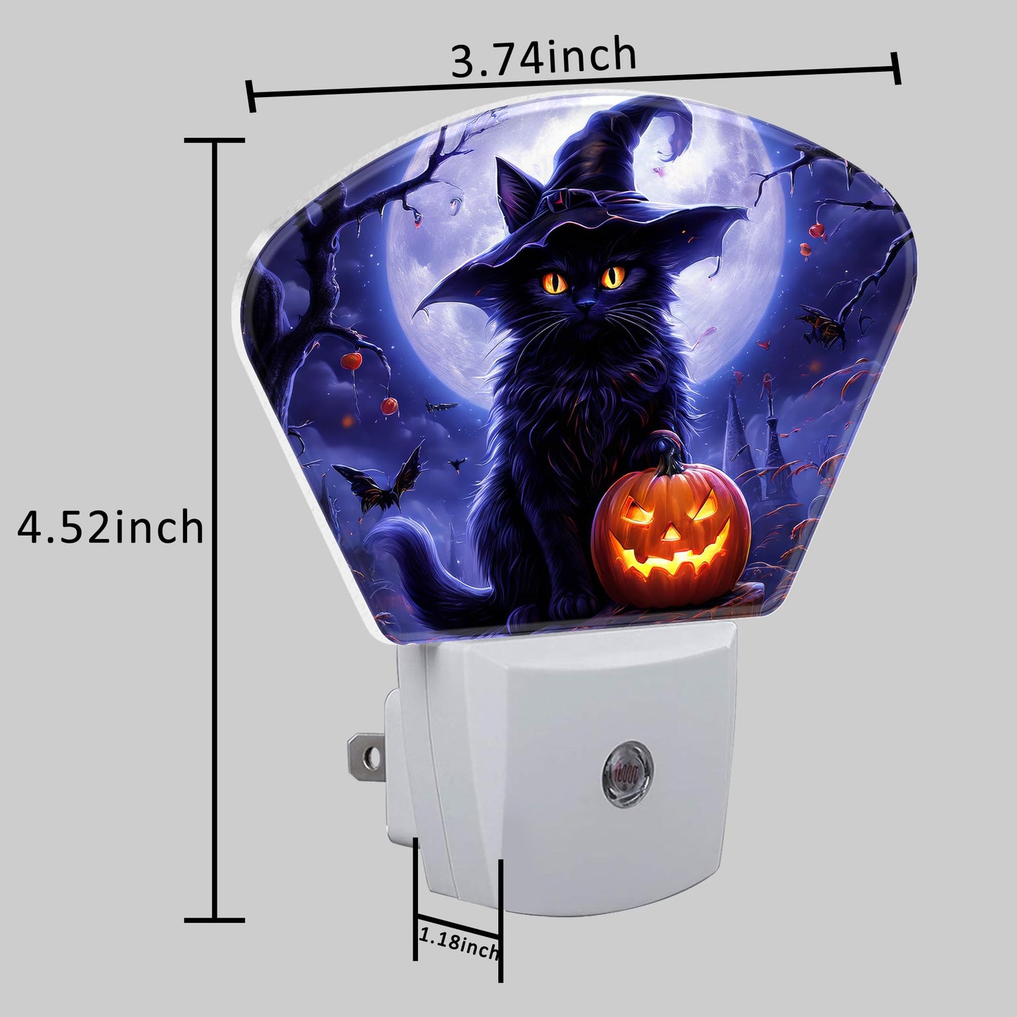 Uiaoiais Black Cat with Witch Hat Night Light for Kids Girls Boys, Halloween Pumpkin LED Night Light Plug into Wall with Dusk to Dawn Sensor