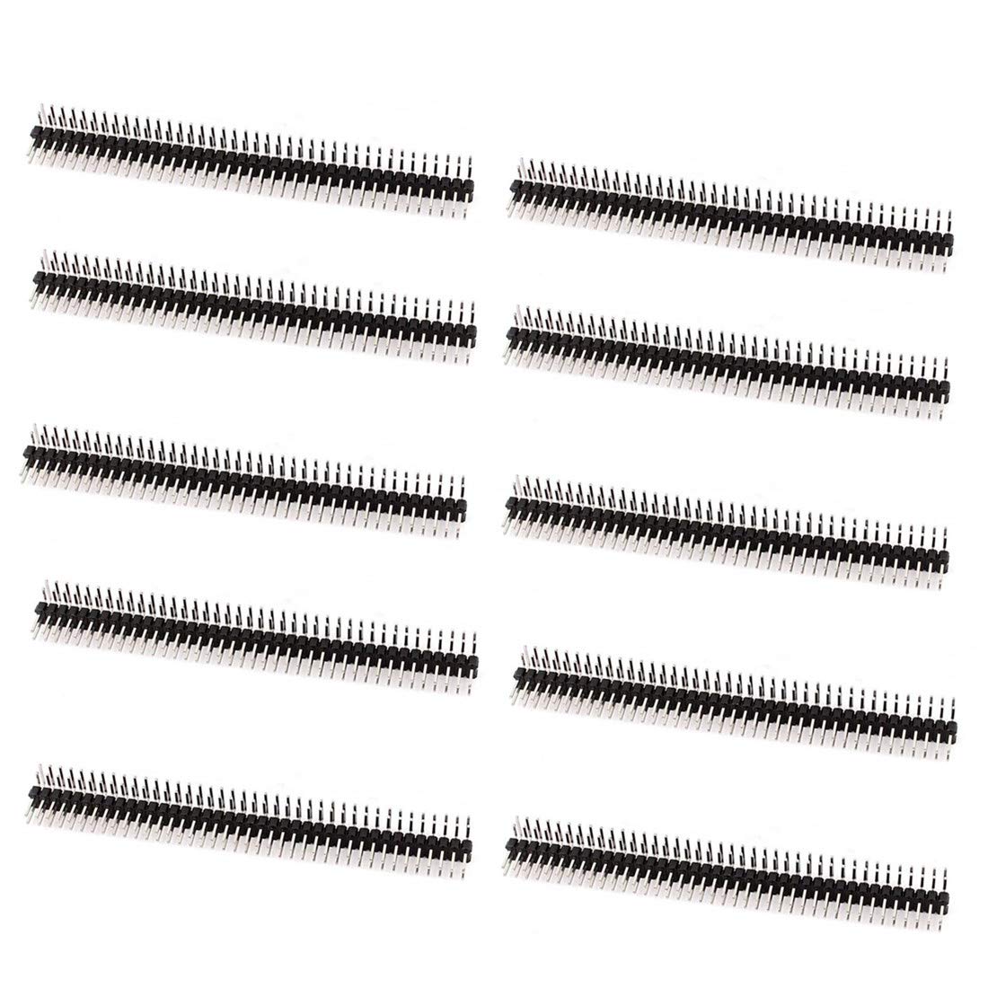 bnafes 10PCS 40Pin 2.54mm Dual Row Right Angle PCB Male Pin Header Strip Connector