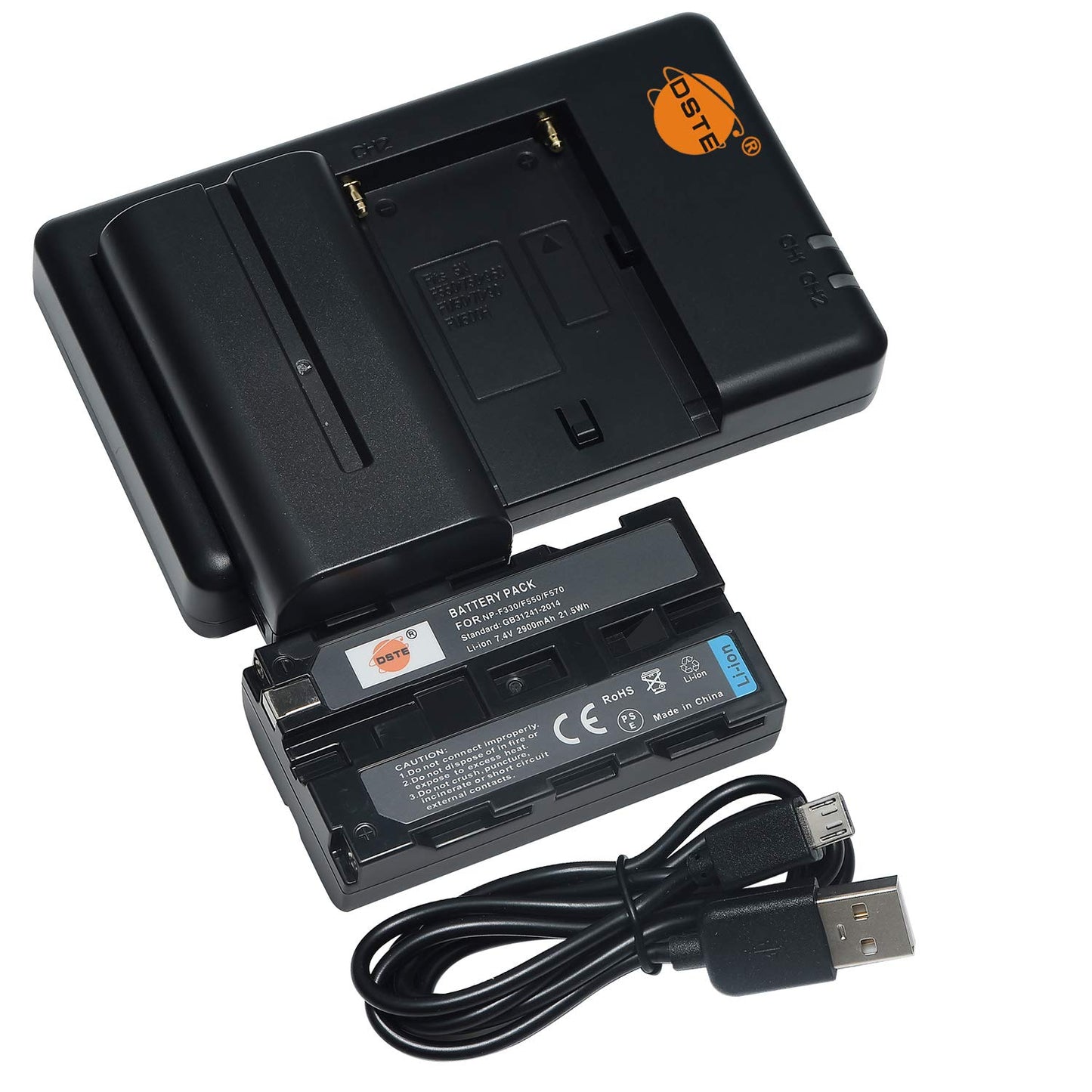 DSTE Replacement for 2X NP-F550 Battery + Rapid Dual Battery Charger with Micro USB Cable Compatible Sony CCD-RV100 Camera CN-160 CN-216 CN-304 YN 300