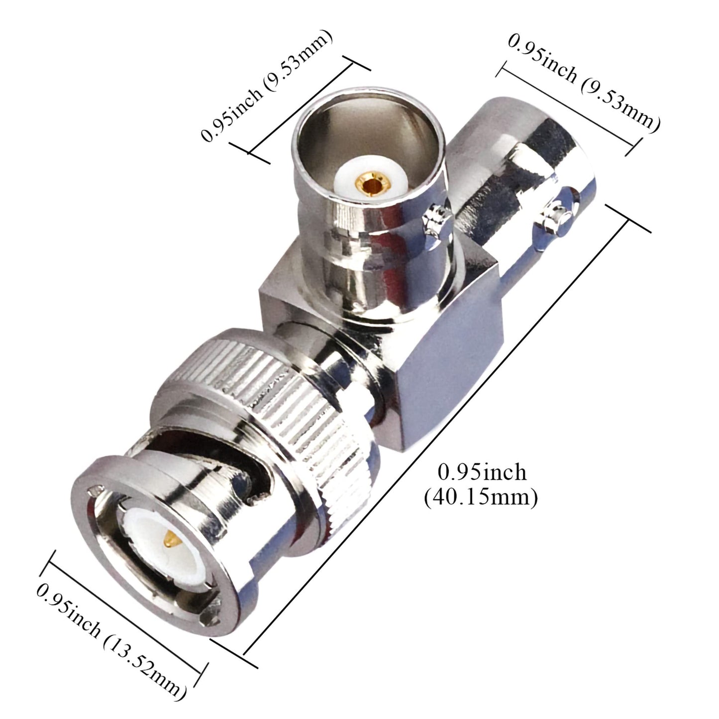 TUOLNK BNC Male to Dual Female Plug T-Shape Triple Tee Connector 3 Way Coax Splitter Adapter for Security Systems/Coaxial Cable/Wireless Devices 2pcs