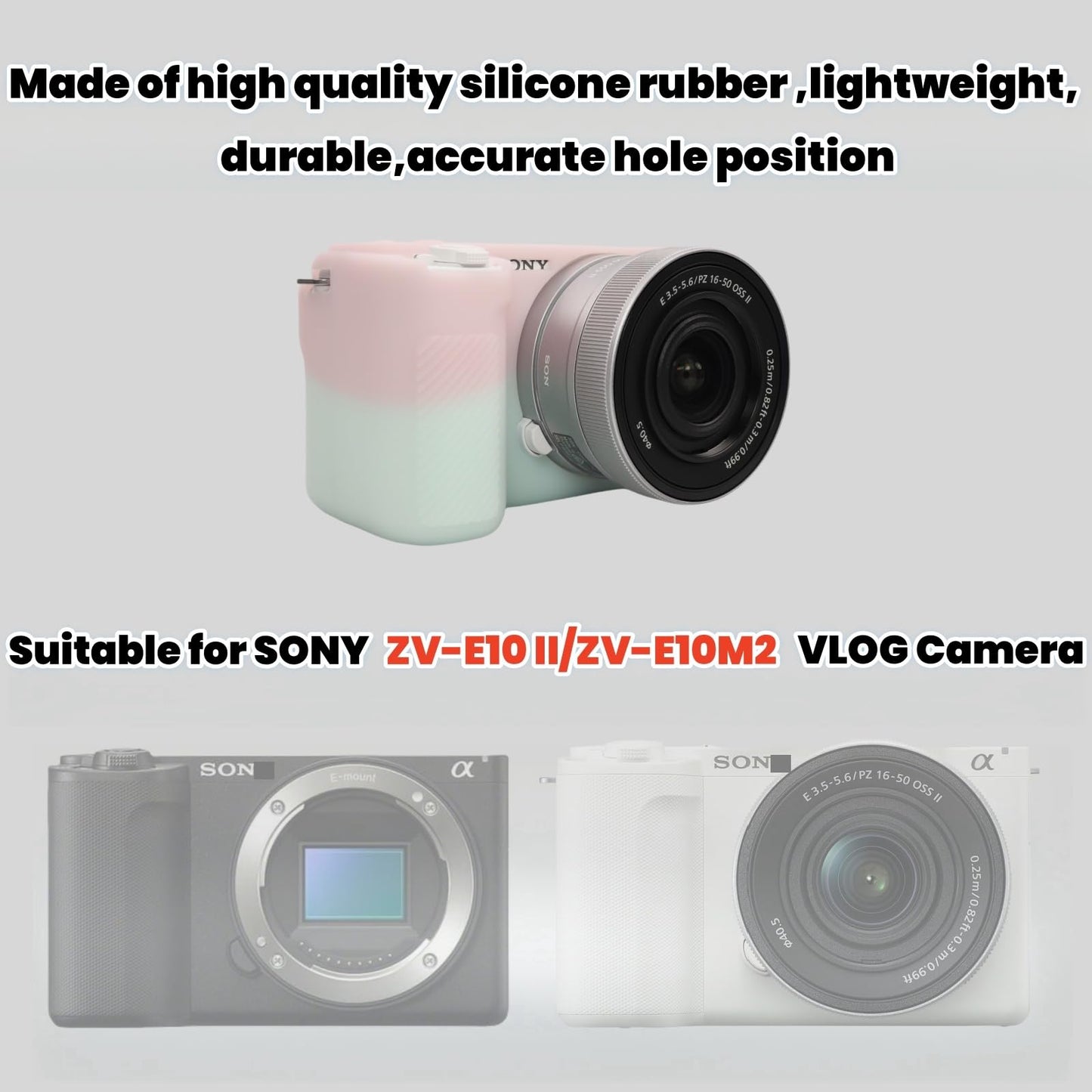 Camera Case for Sony ZV-E10 II/ZV-E10M2 Digital Camera,ZV-E10 II Soft Silicone Protective Bag,Anti-Scratch Slim Fit Soft Sleeve with ZV-E10 II Screen