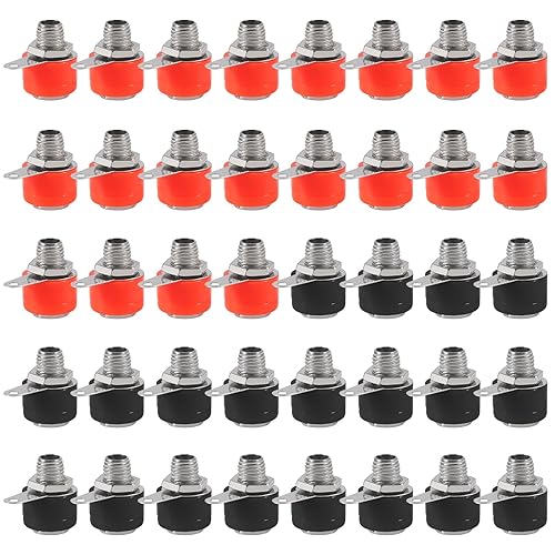 40PCS 4mm Banana Plug Socket Banana Female Socket Connectors for Banana Plug Amplifier(20 Red+20 Black)