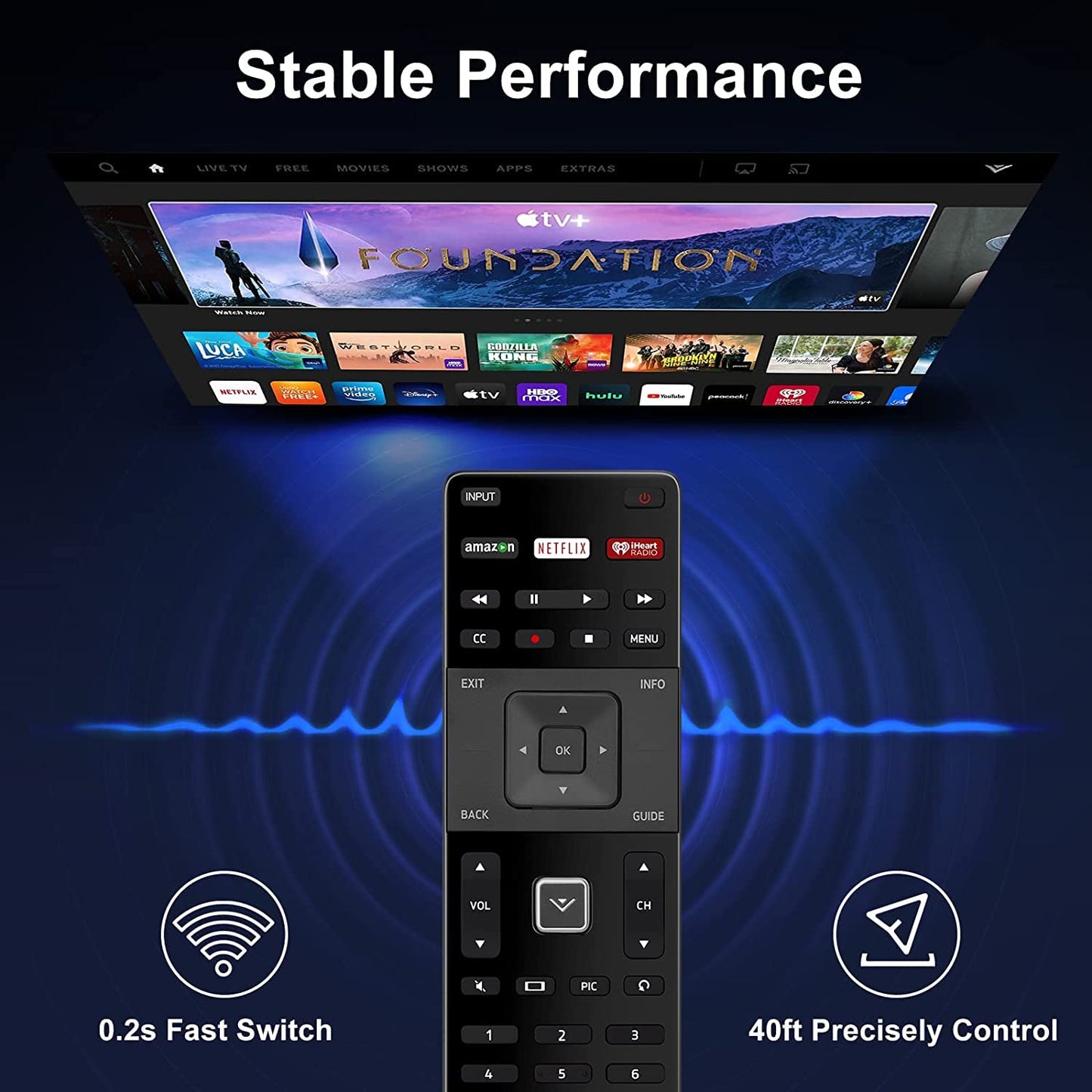 Remote Control Replacement for Vizio Smart TV D28H-D1 D32H-D1 D40-D1 D43-D2 D48-D0 D48f-E0 D60-D3 D70-D3 D32f-E1 D43f-E2 D39f-E1 D43f-E1 D48f-E0