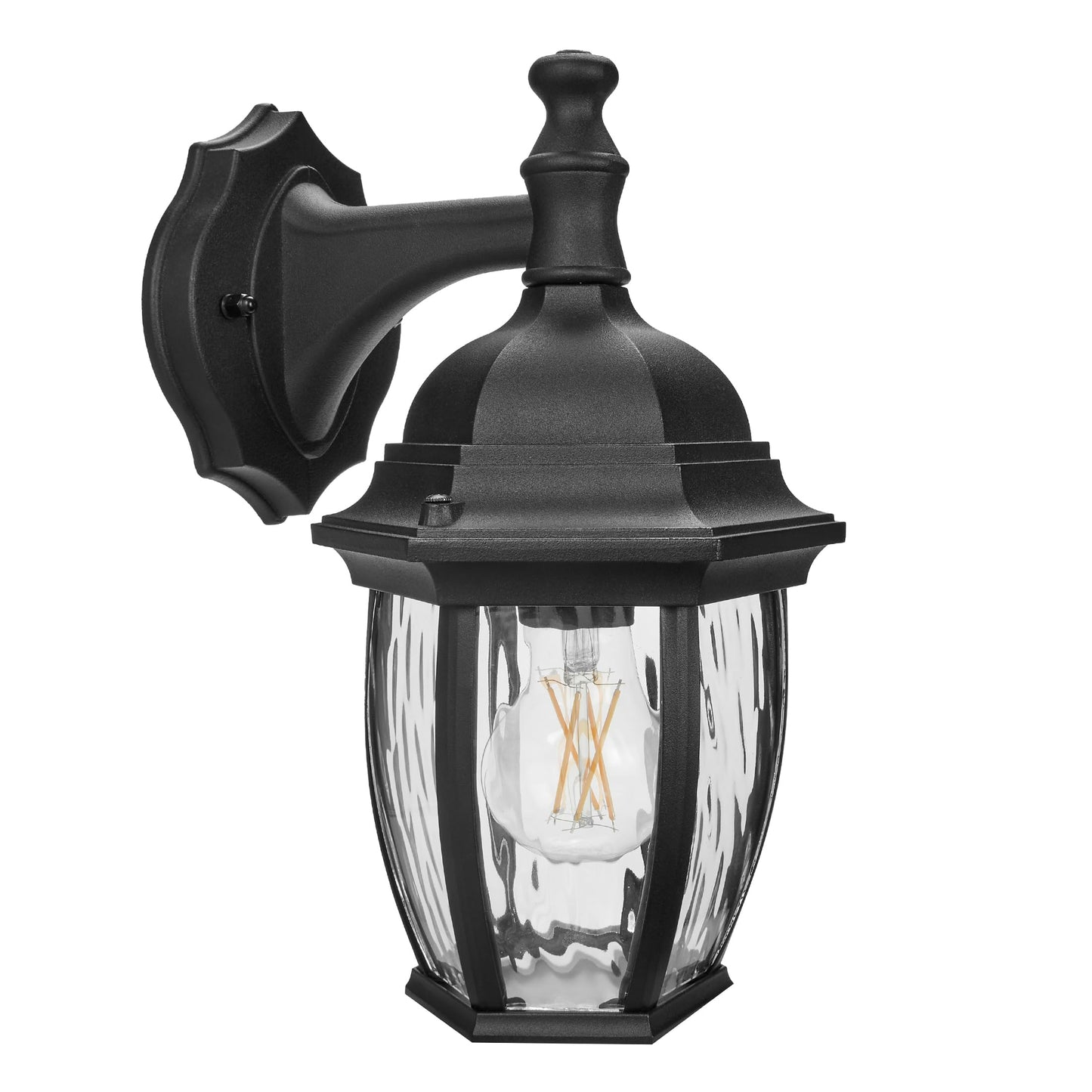 Maxxima Outdoor Wall Light Metal Frame with Clear Water Glass, E26 Socket