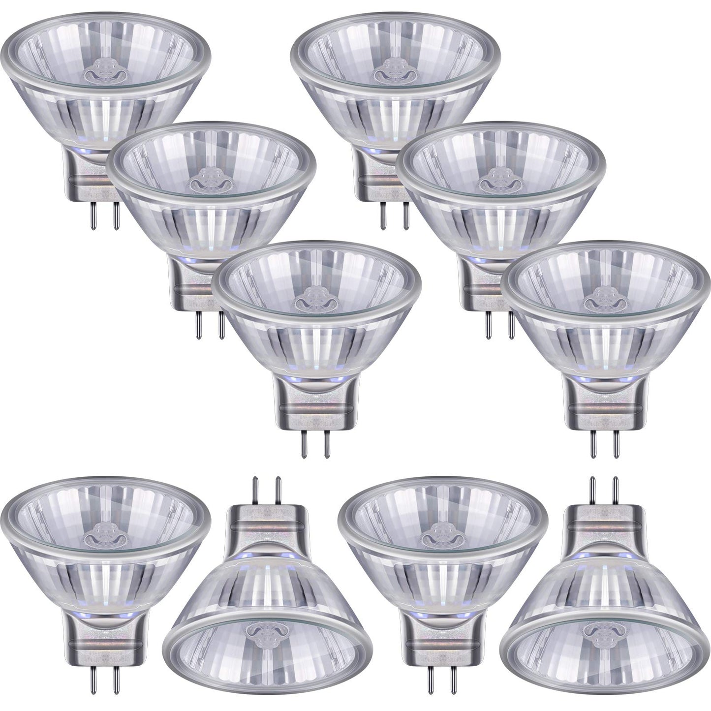Mudder 10 Pieces Halogen Light Bulbs Mr11 12v FTD Halogen Spotlight Bulbs, Gu4 Bi-pin Base, Glass Cover, Warm White 2700k Dimmable Precision Reflector
