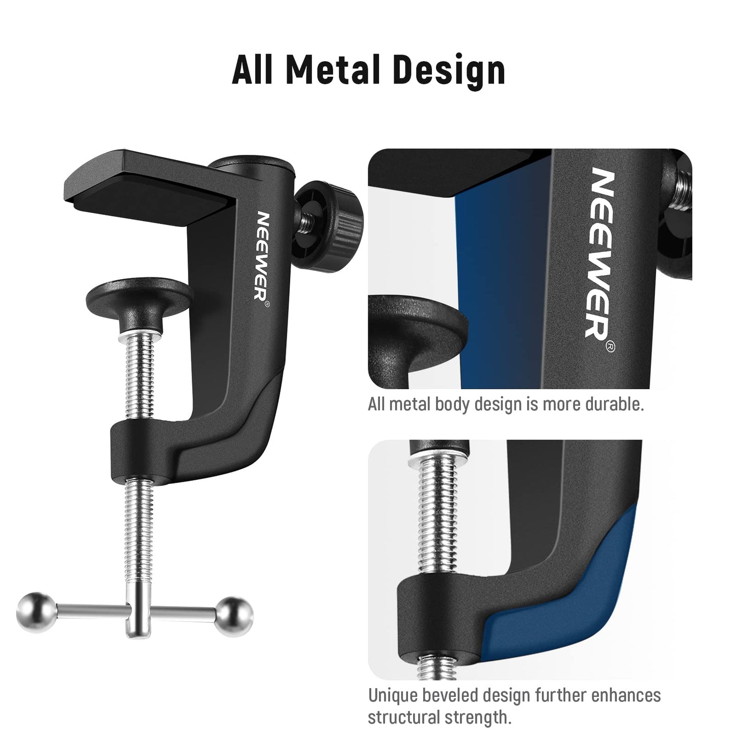 NEEWER Metal Table Mounting Clamp for Microphone Suspension Boom Scissor Arm Stand Holder with an Adjustable Positioning Screw, Fits up to