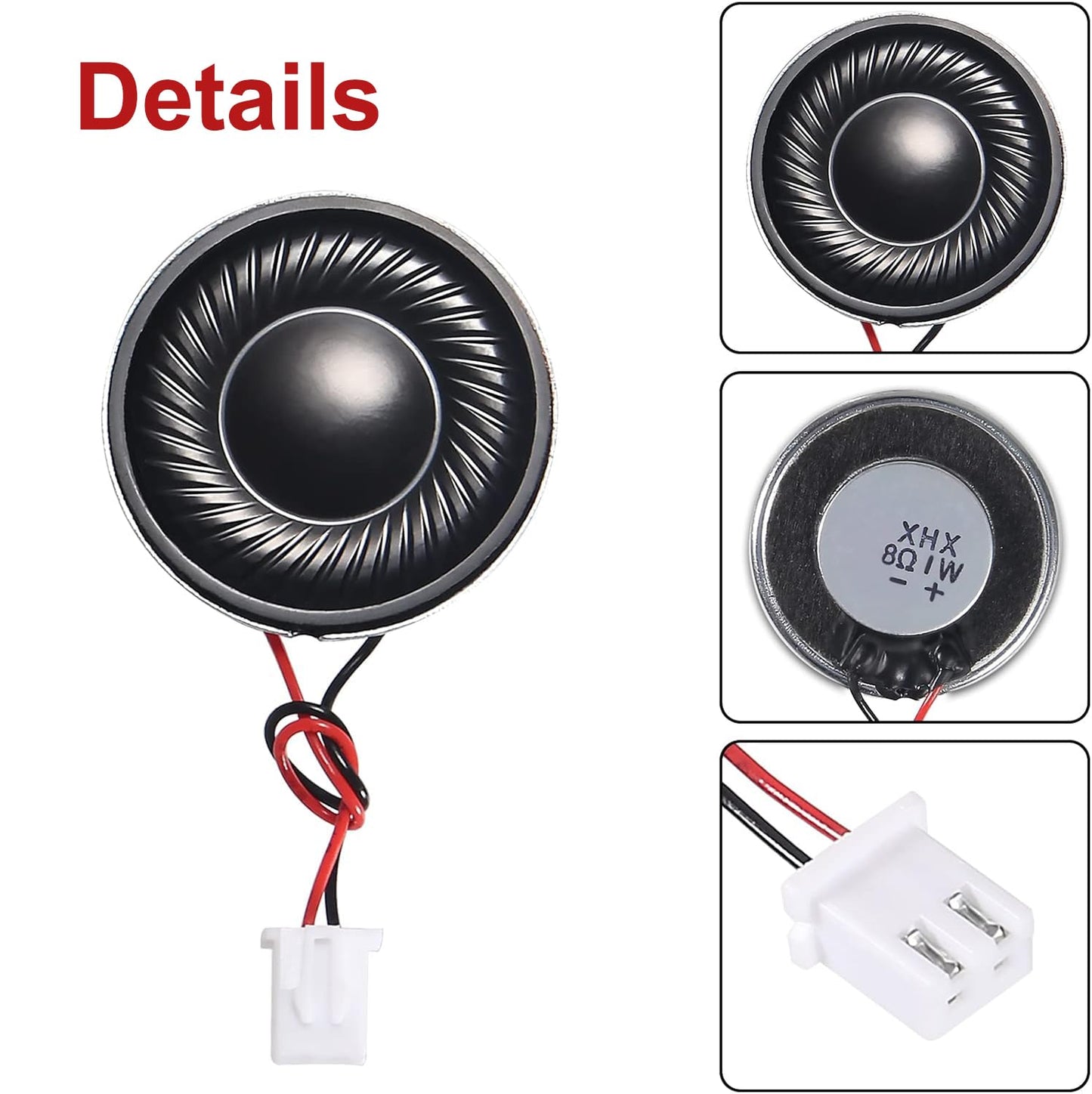 JUZITAO 8Pcs 8 Ohm 1W Speaker 8ohm Round 28mm Loud Speakers Compatible with Small Loudspeaker Audio MP3 MP4 Player Speaker 2Pin - Black