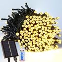 RESNICE 66FT Solar Outdoor String Lights Long 200 LED with USB Charging & Remote & Memory Solar Powered Christmas Tree Lights Waterproof for Outside