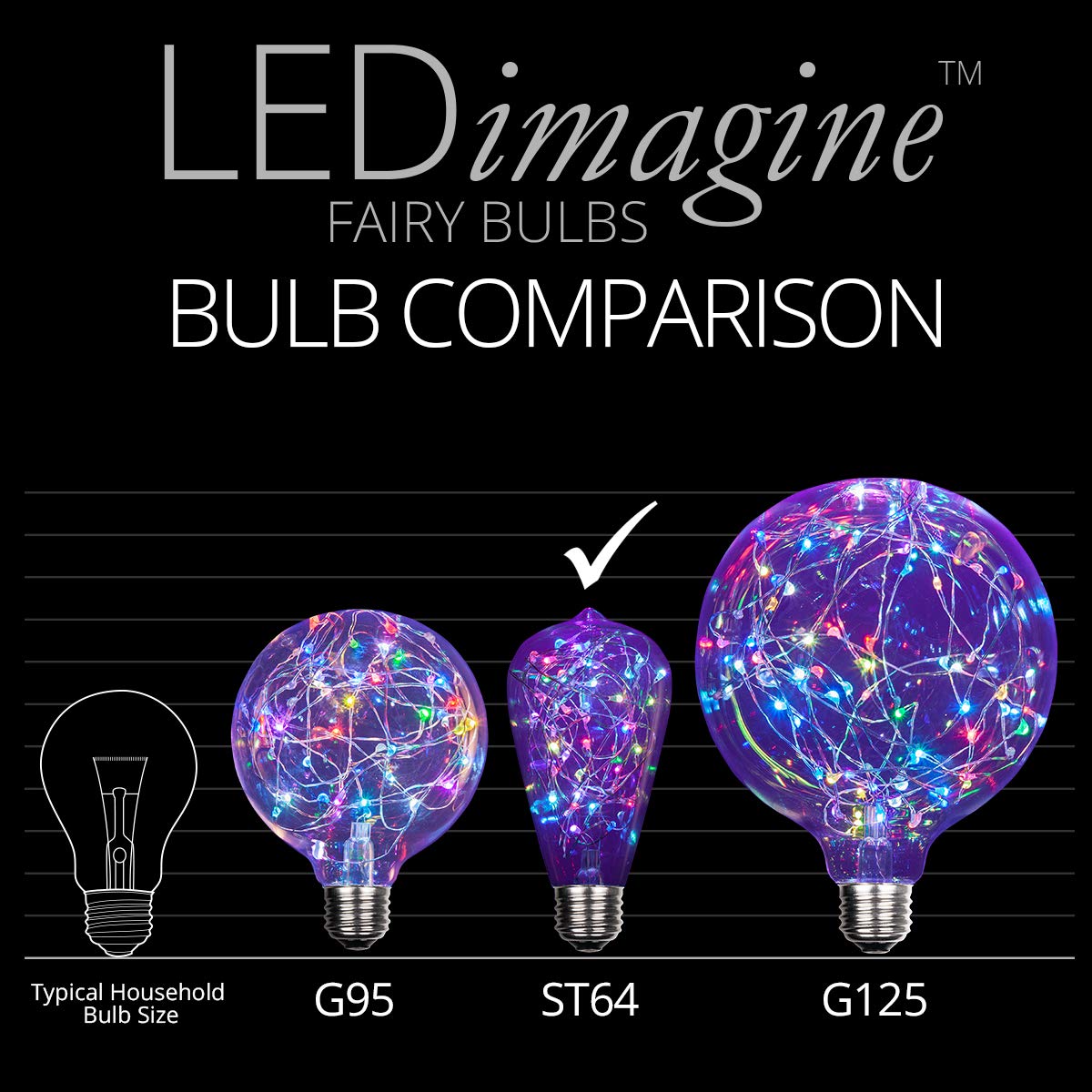Wintergreen Lighting LEDimagine Fairy String Light Bulb Fairy Lights, LED Globe Fairy Light Pendant Bulb, Globe Fairy LED Light (RGB Multicolor Color