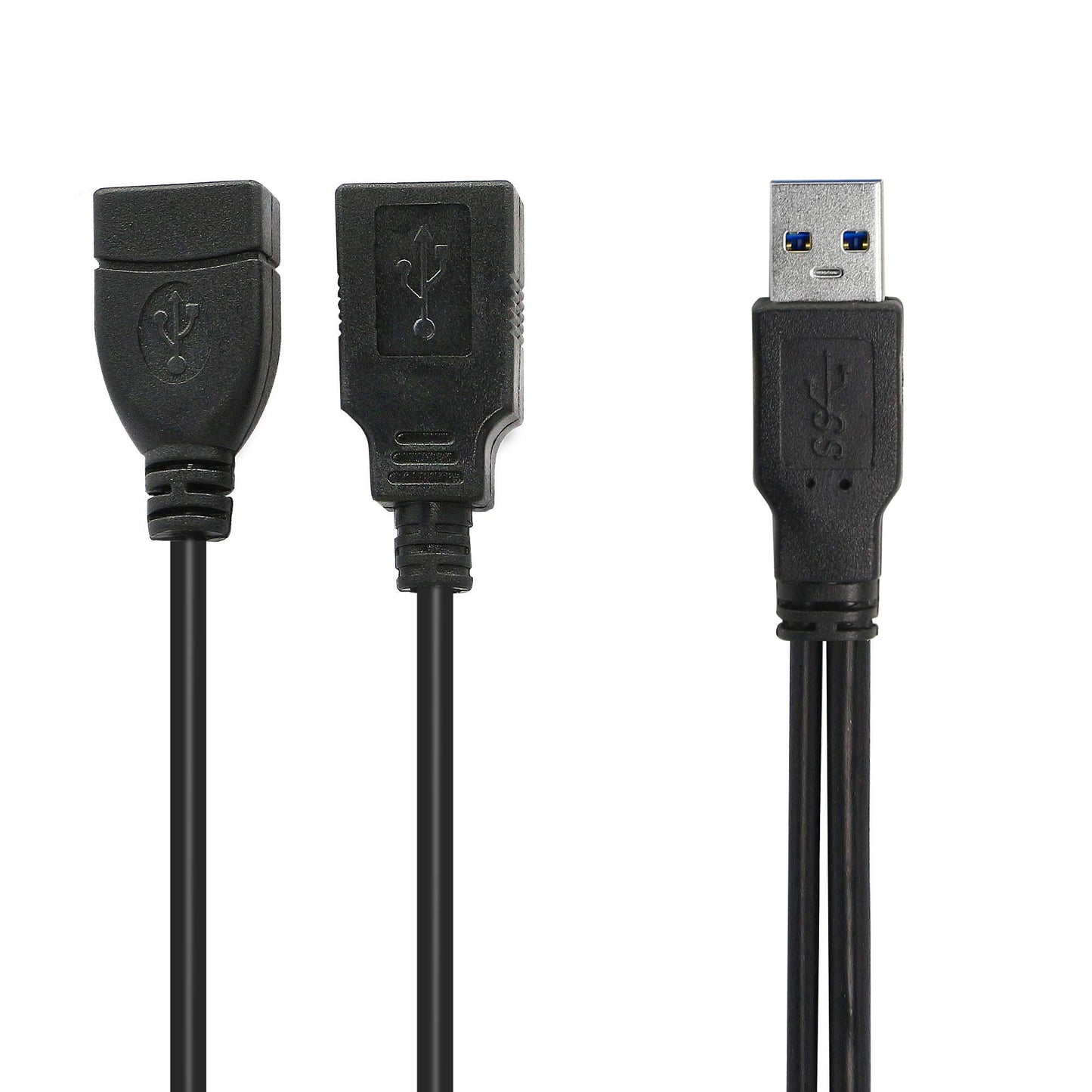 GINTOOYUN USB 3.0 Splitter Cable,USB Type A 3.0 Male to 3.0 Female and 2.0 Female Y Extension Splitter Cable for PC,Laptop,Length 30cm